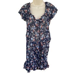 Joie Blue Floral Semi Sheer Silk Boho FairyCore Cottagecore Feminine Dress Small